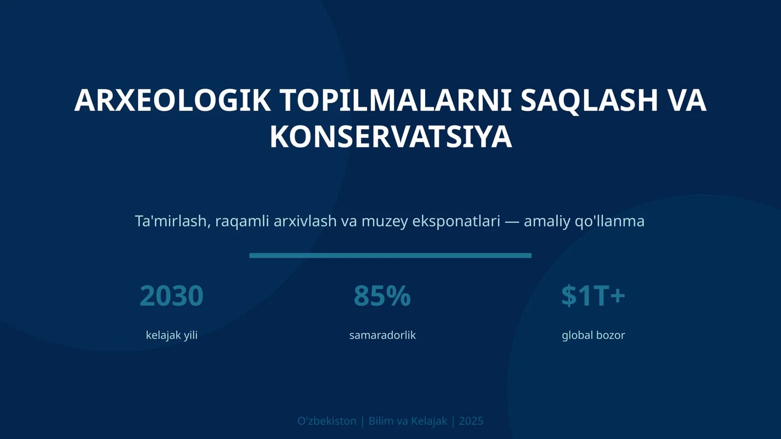 ARXEOLOGIK TOPILMALARNI SAQLASH VA KONSERVATSIYA
