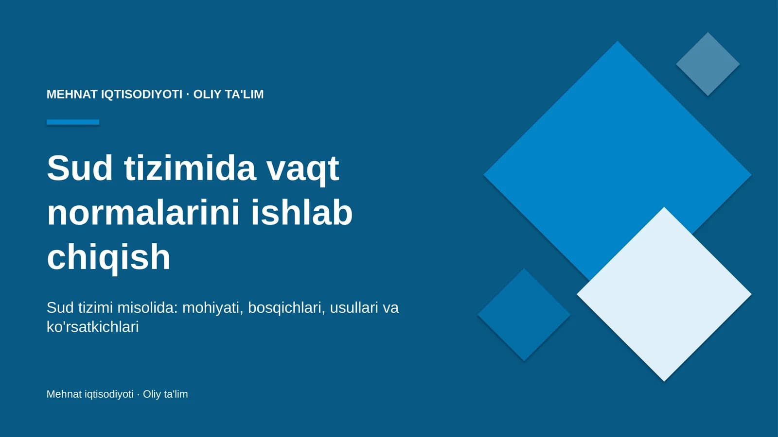Sud tizimida vaqt normalarini ishlab chiqish