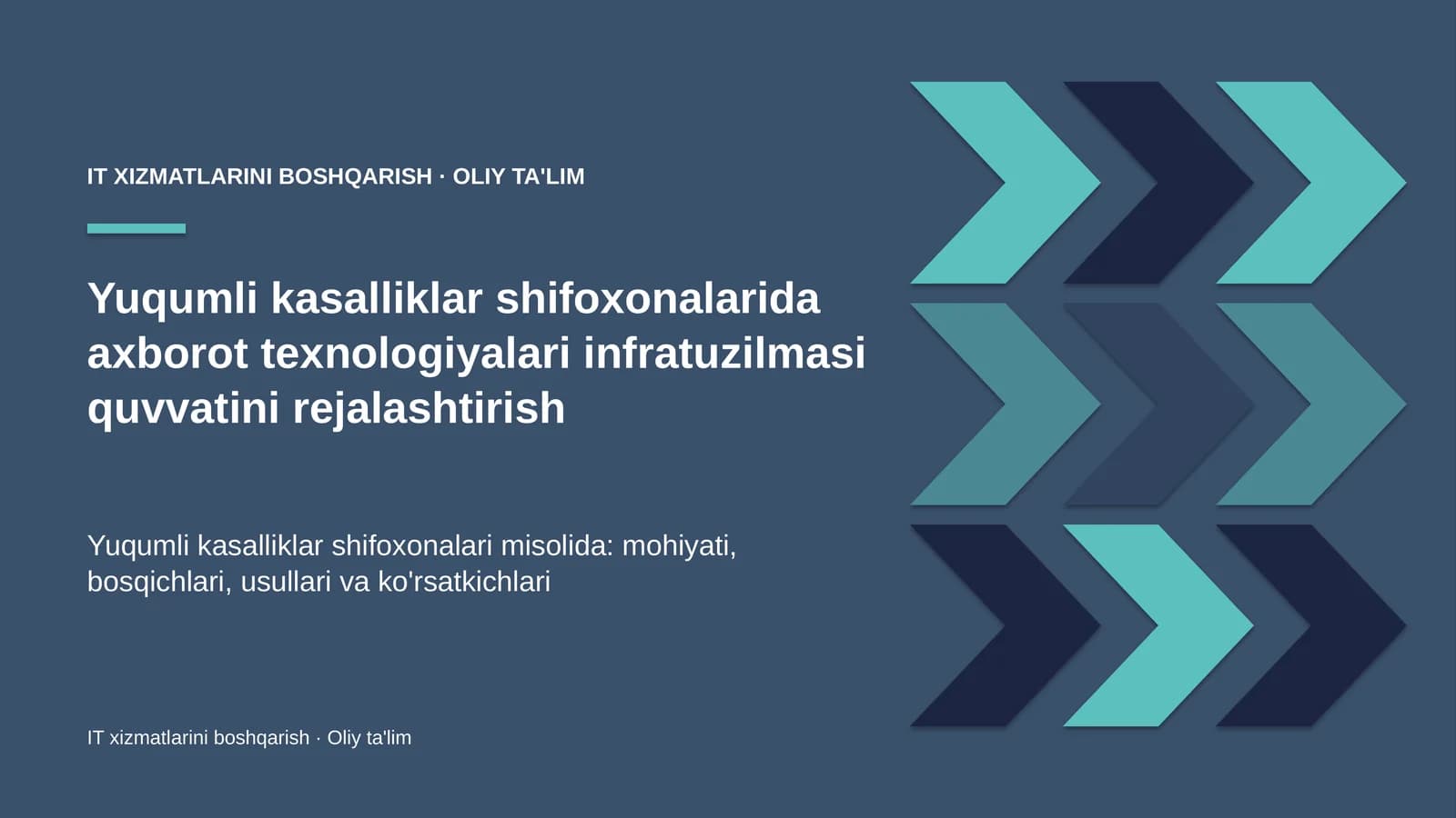 Yuqumli kasalliklar shifoxonalarida axborot texnologiyalari infratuzilmasi quvvatini rejalashtirish