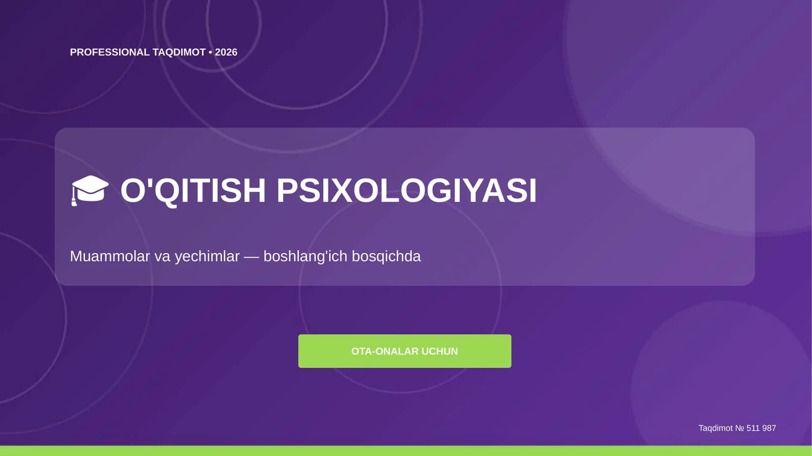 O'QITISH PSIXOLOGIYASI
