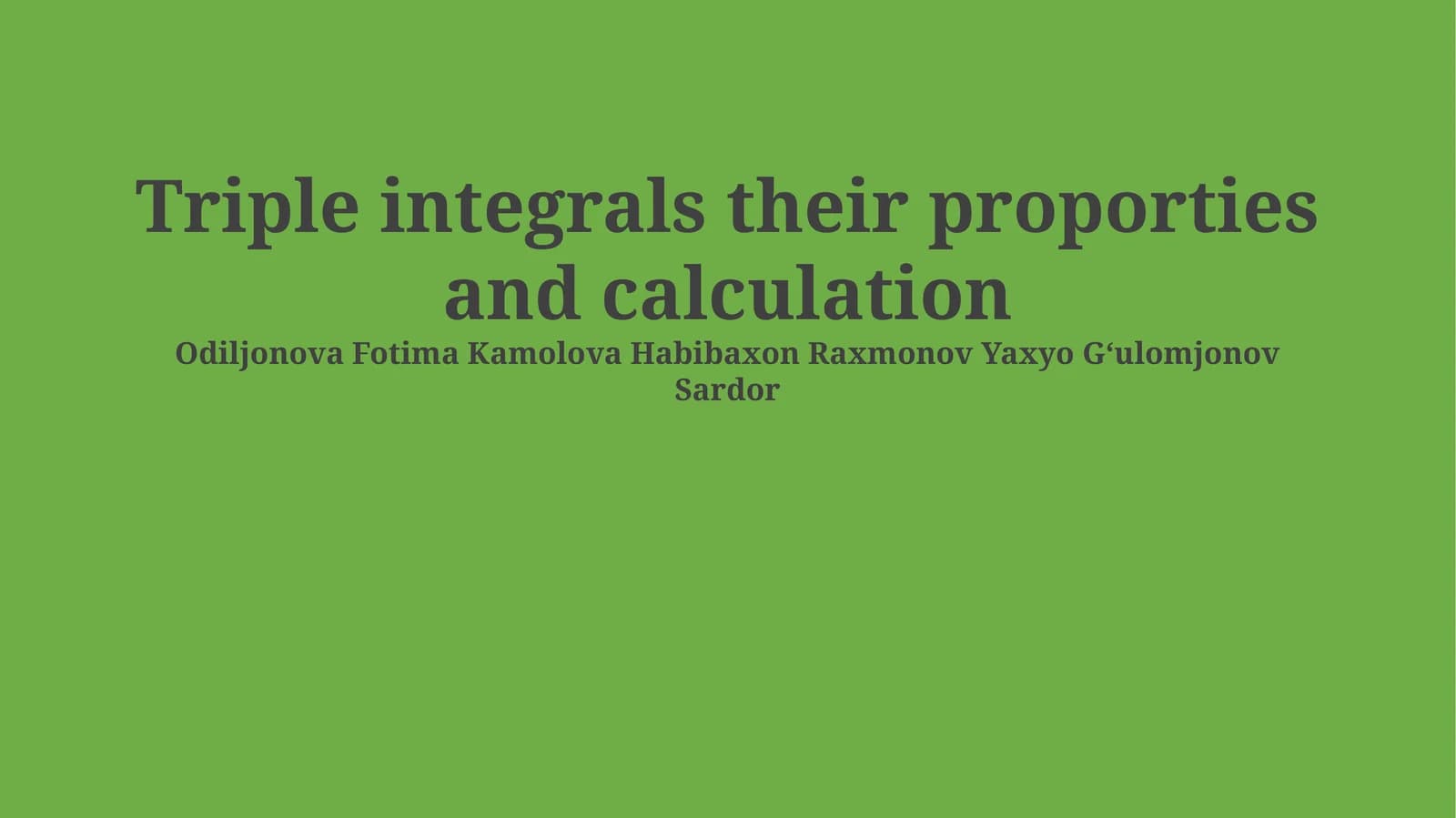 Triple integrals their properties and calculation