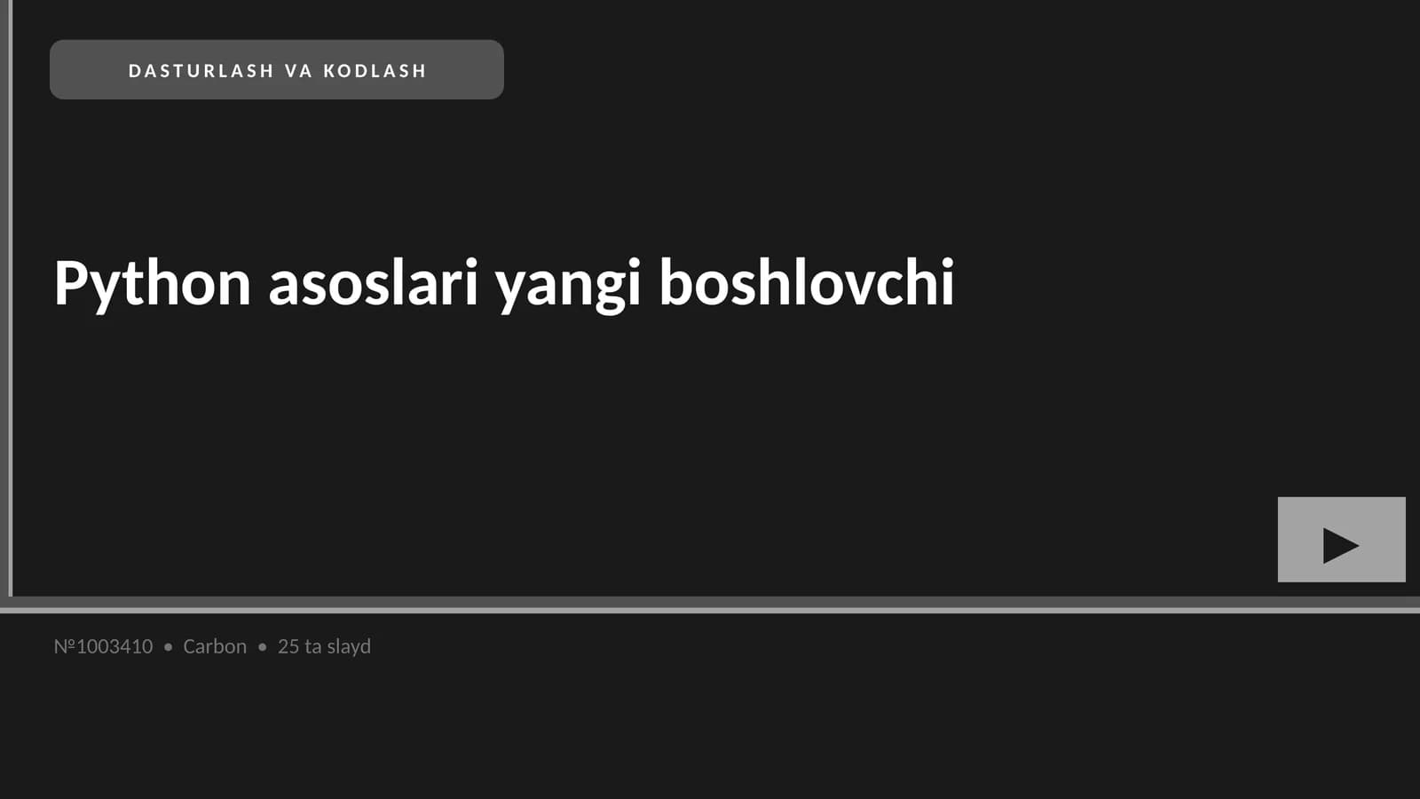 Python asoslari yangi boshlovchi