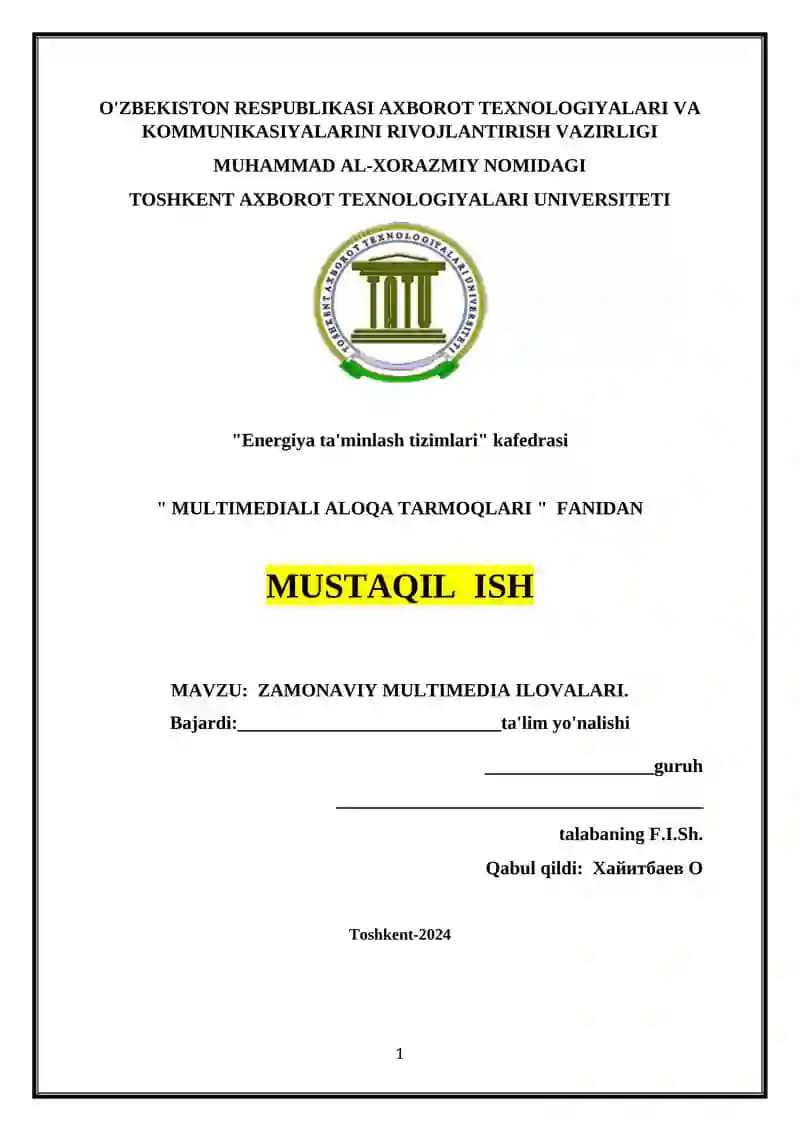 ZAMONAVIY MULTIMEDIA ILOVALARI