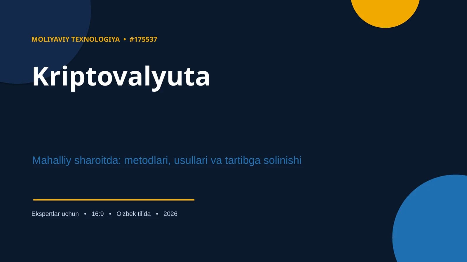 Kriptovalyuta Mahalliy sharoitda