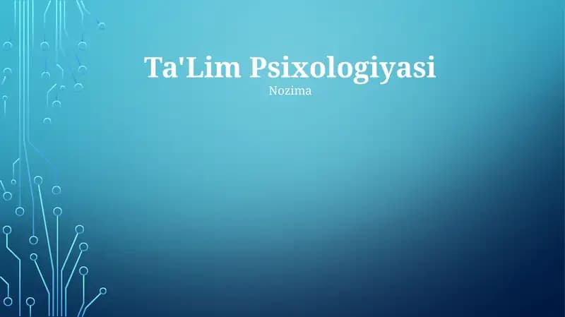 Ta'Lim Psixologiyasi