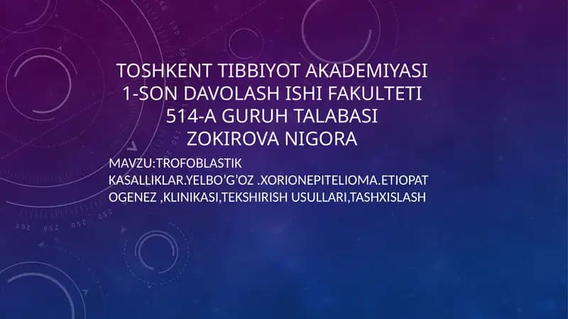 Trofoblastikkasalliklar