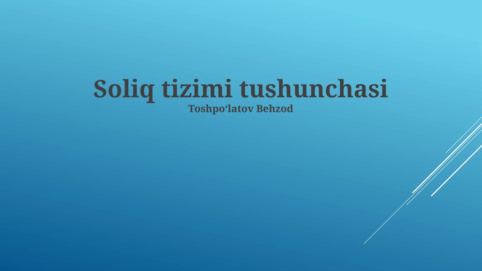 Soliq tizimi tushunchasi