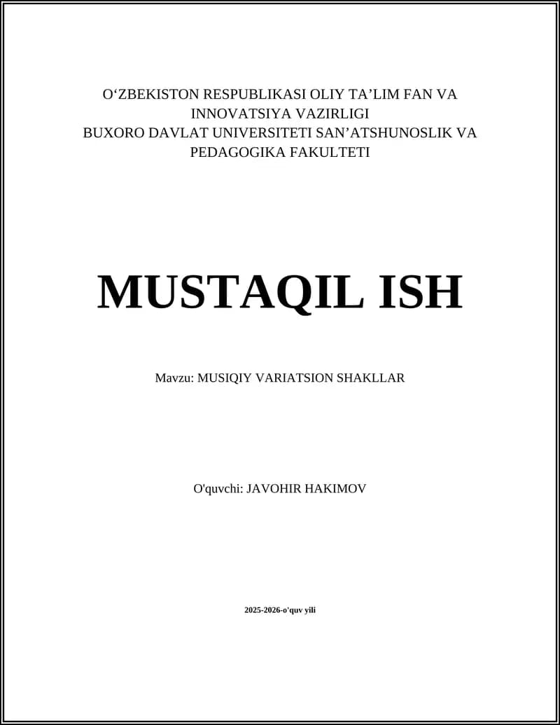 MUSIQIY VARIATSION SHAKLLAR