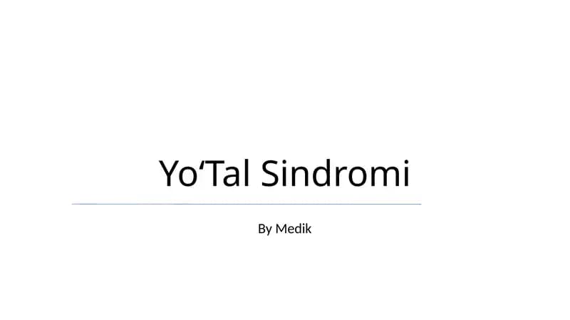 YoʻTal Sindromi