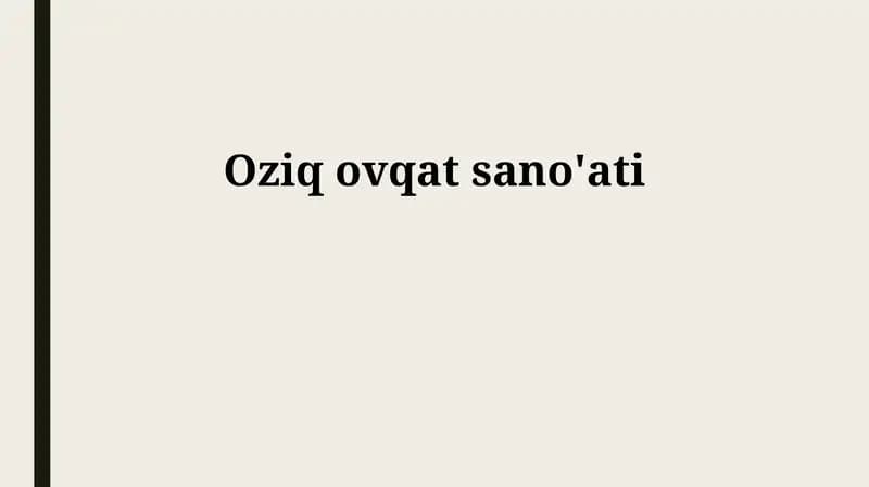 Oziq ovqat sano'ati