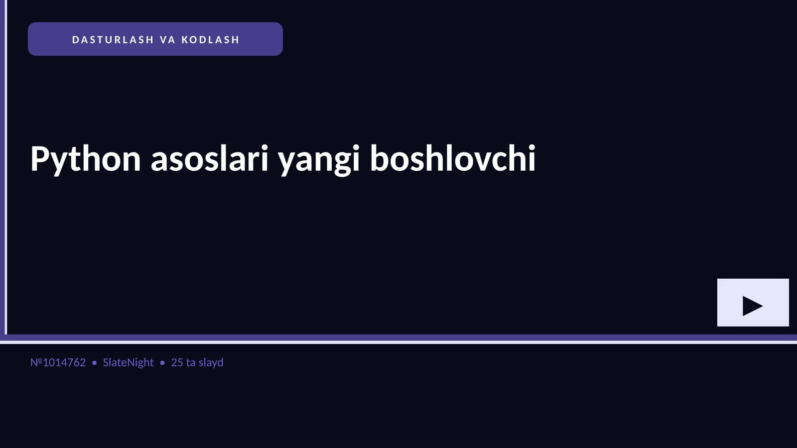 Python asoslari yangi boshlovchi