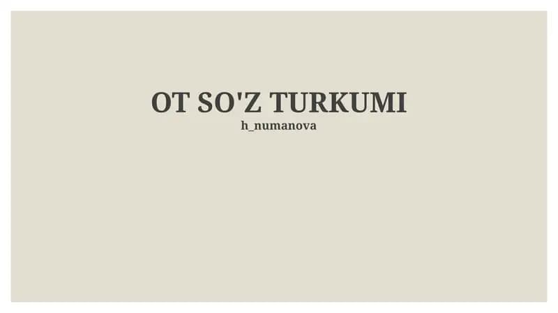 Ot so'z turkumi