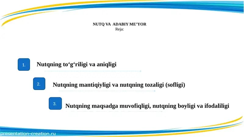 NUTQ VAADABIY ME’YORReja