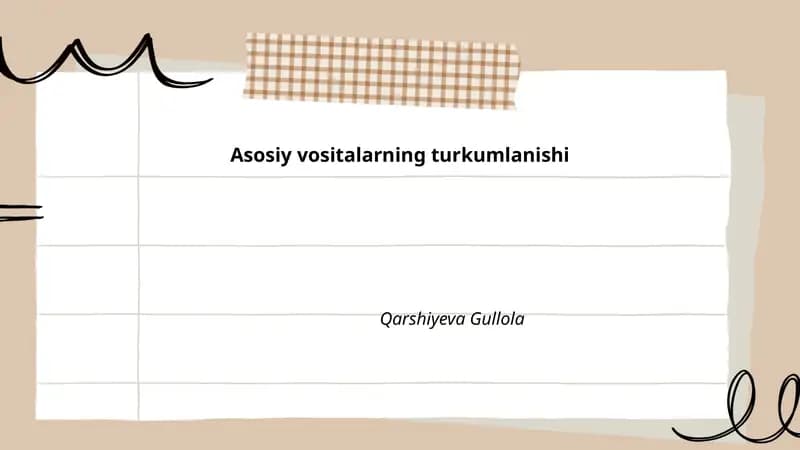 Asosiy vositalarning turkumlanishi