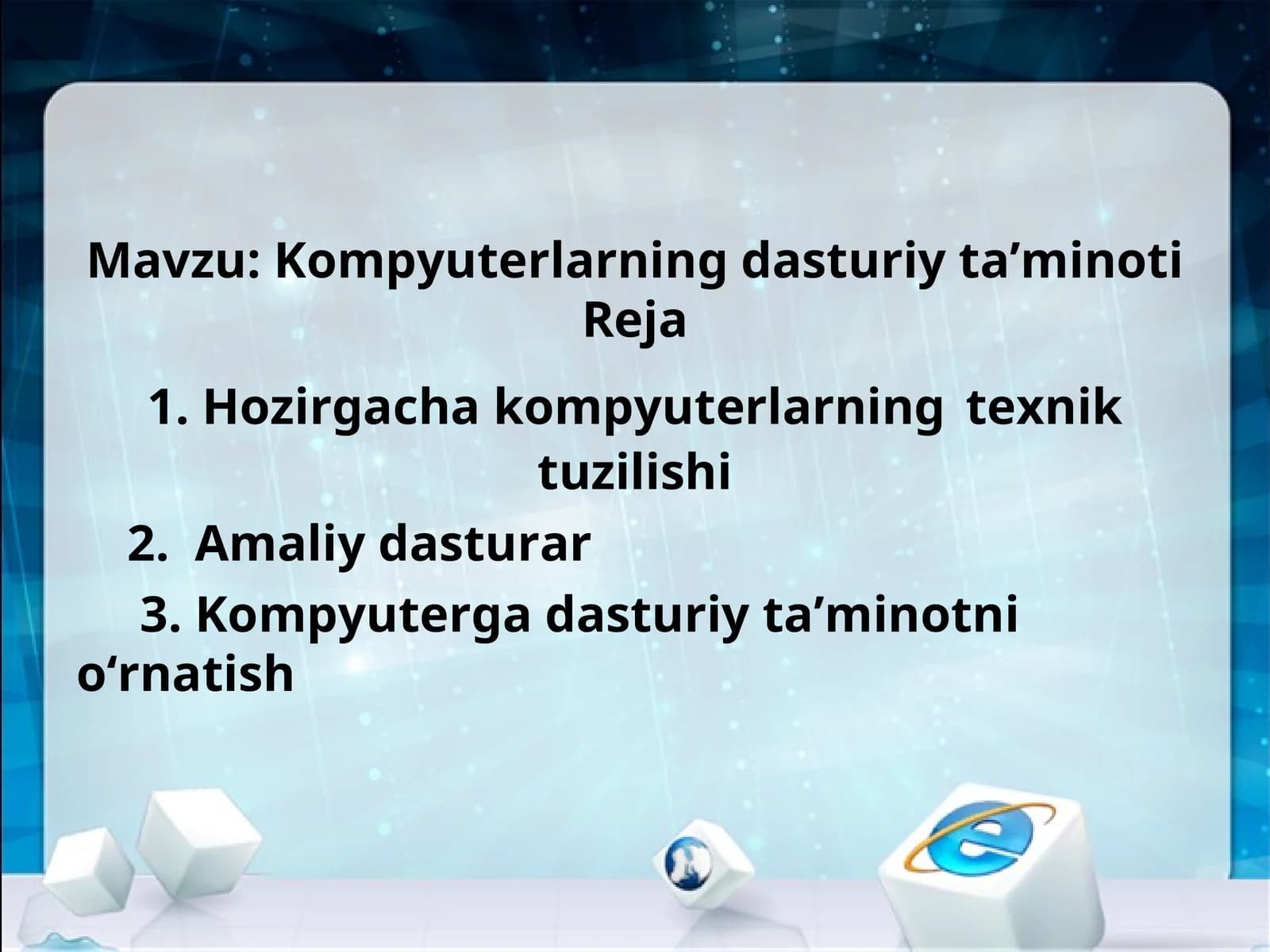 Kompyuterlarning dasturiy ta’minoti