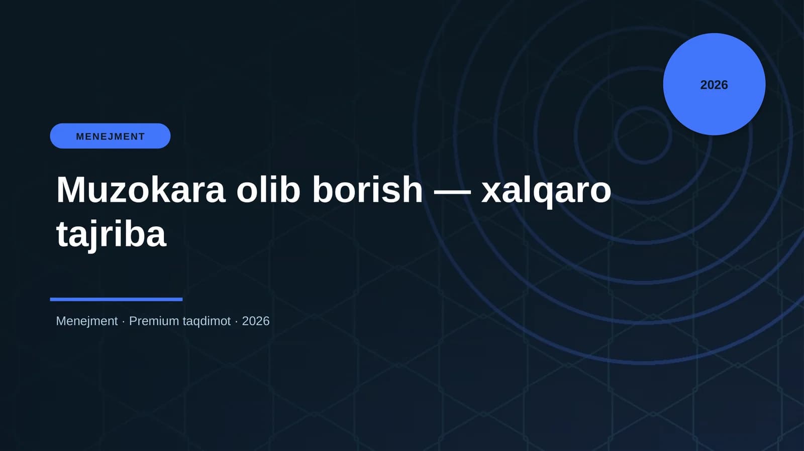 Muzokara olib borish — xalqaro tajriba
