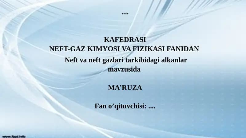 Neft va neft gazlaridagi Alkanlar
