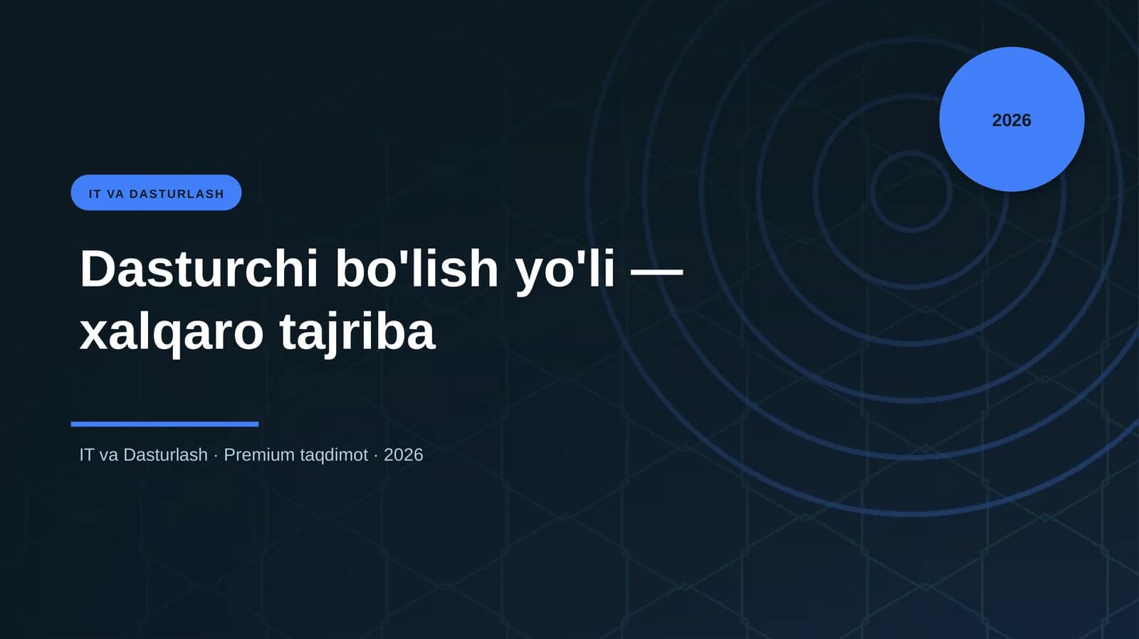 Dasturchi bo'lish yo'li — xalqaro tajriba
