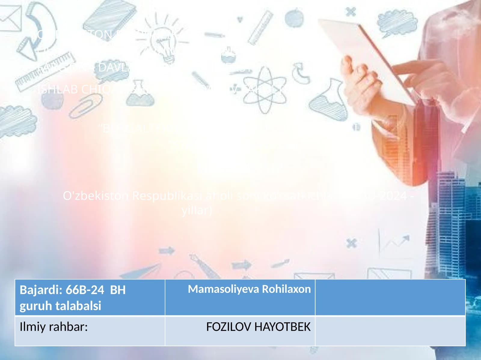 O'zbekiston Respublikasi aholi soni ko'rsatkichlari (2010-2024 - yillar)