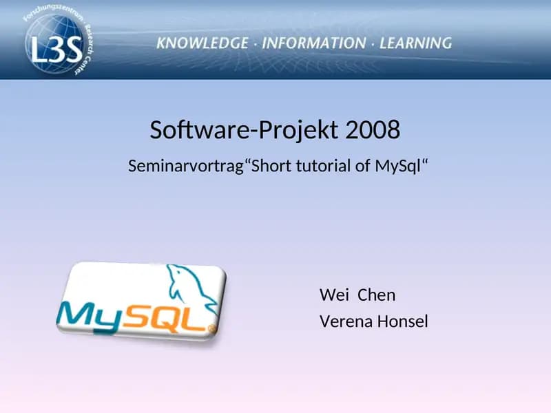 Short tutorial of MySql