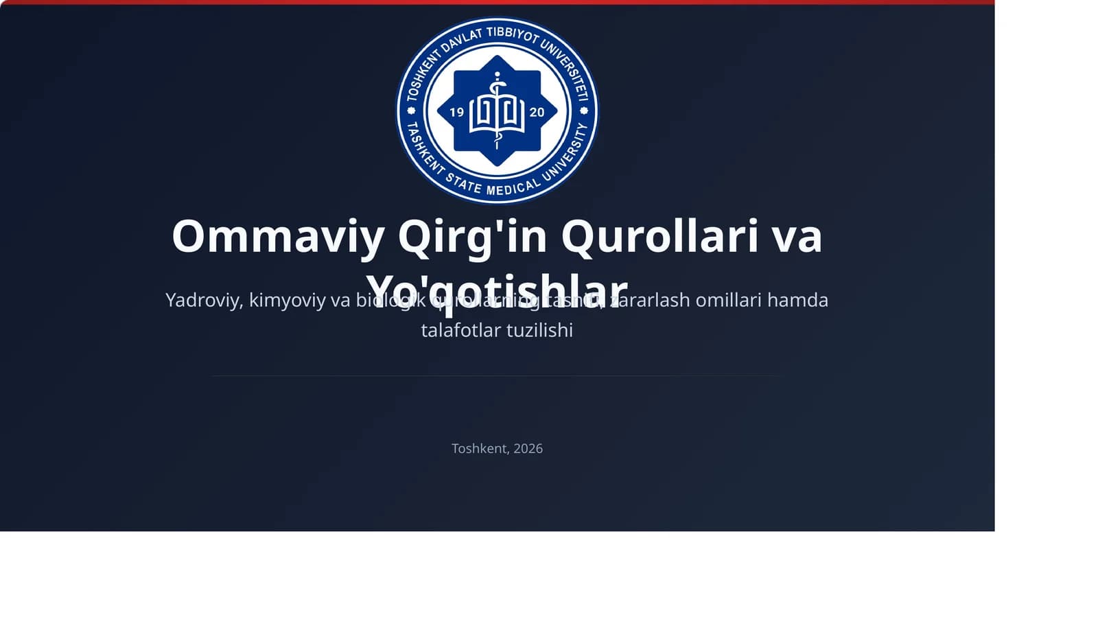 Ommaviy Qirg'in Qurollari va Yo'qotishlar