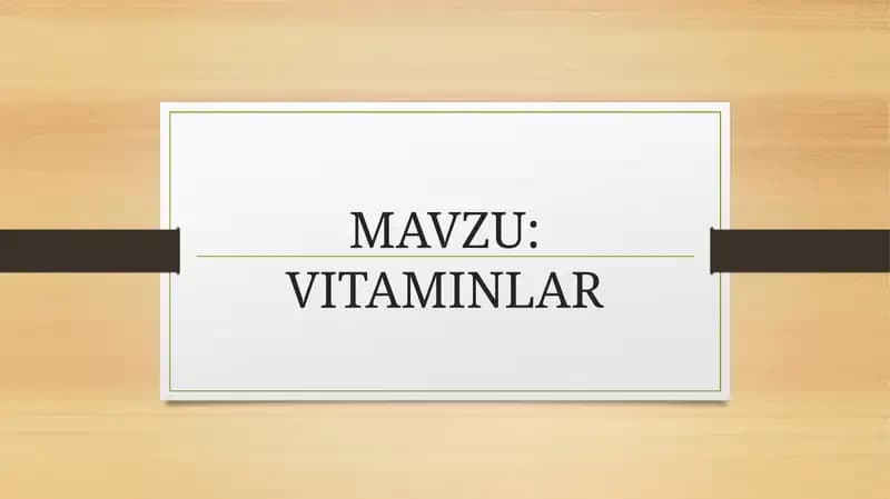 VITAMINLAR