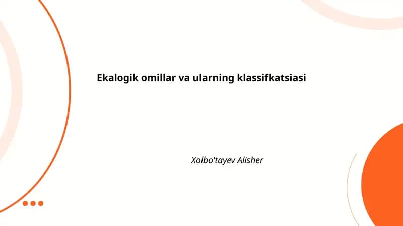 Ekalogik omillar va ularning klassifkatsiasi