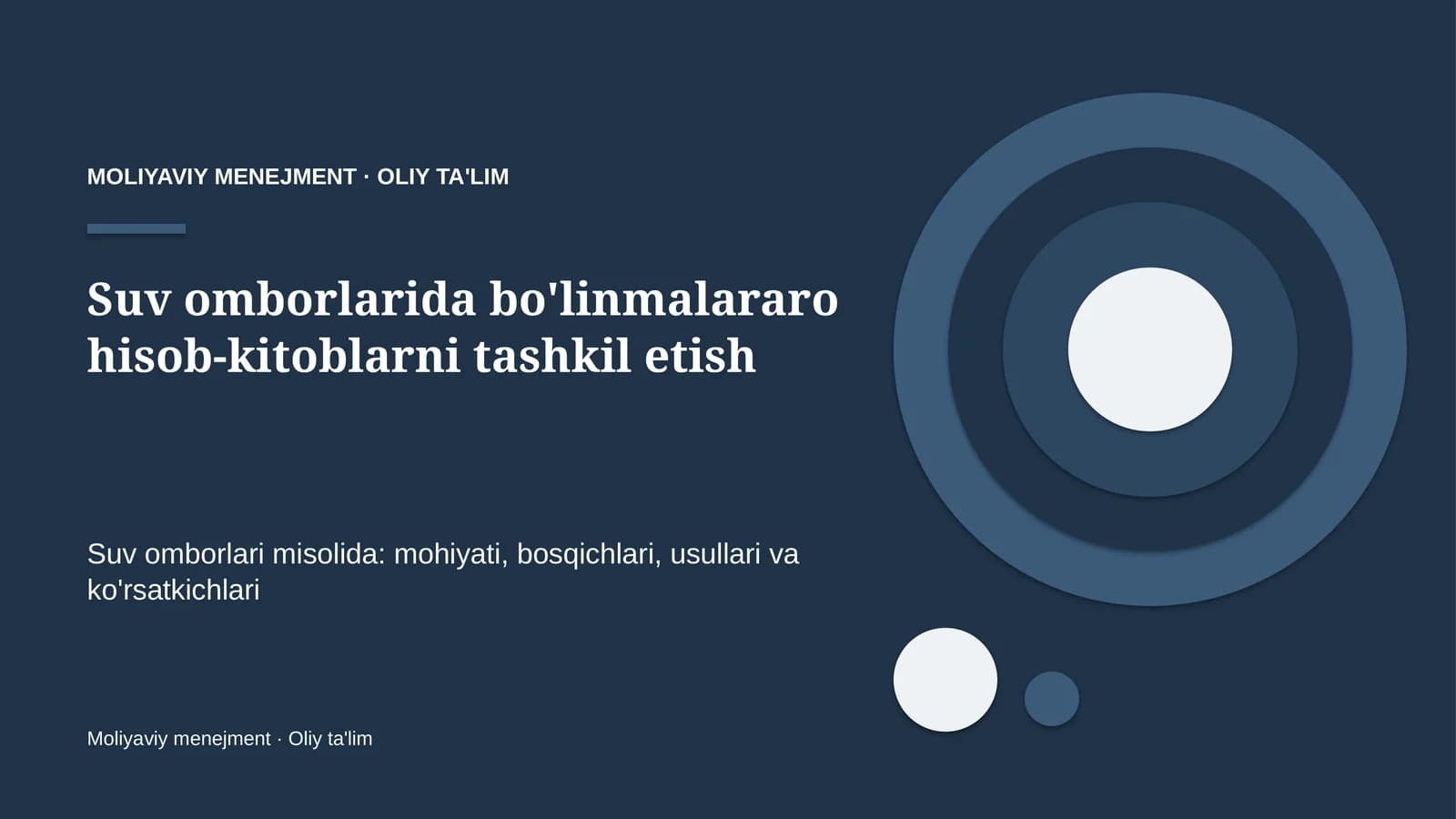 Suv omborlarida bo'linmalararo hisob-kitoblarni tashkil etish