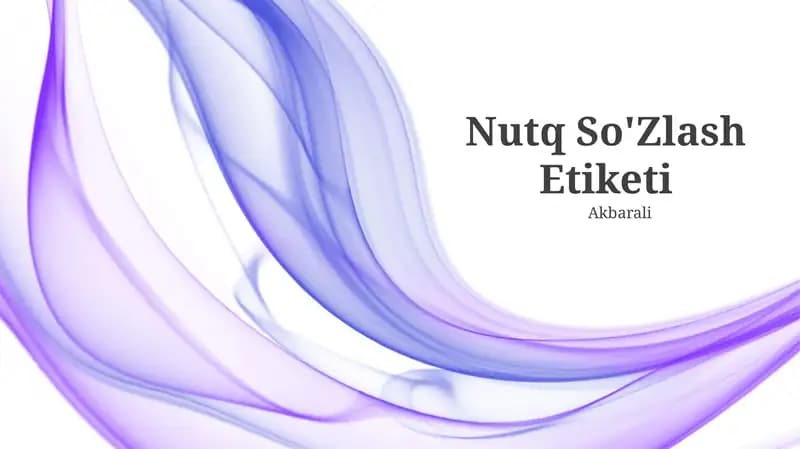 Nutq So'Zlash Etiketi