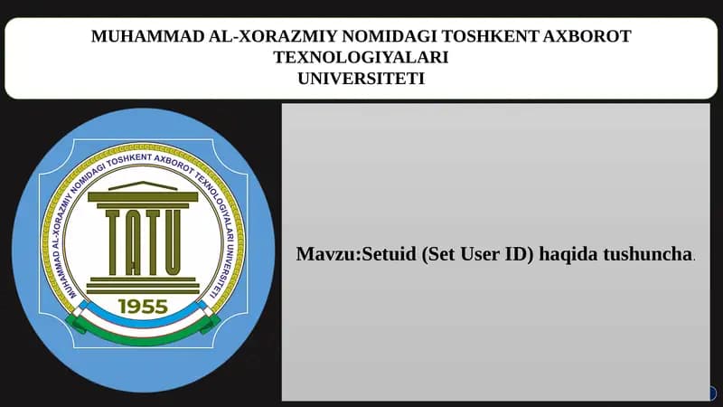 Mavzu:Setuid (Set User ID) haqida tushuncha