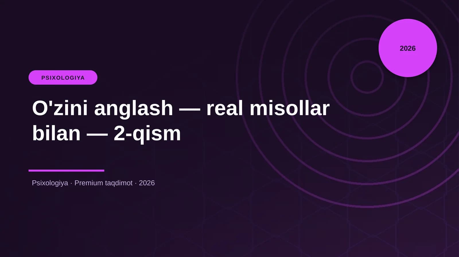 O'zini anglash — real misollar bilan — 2-qism