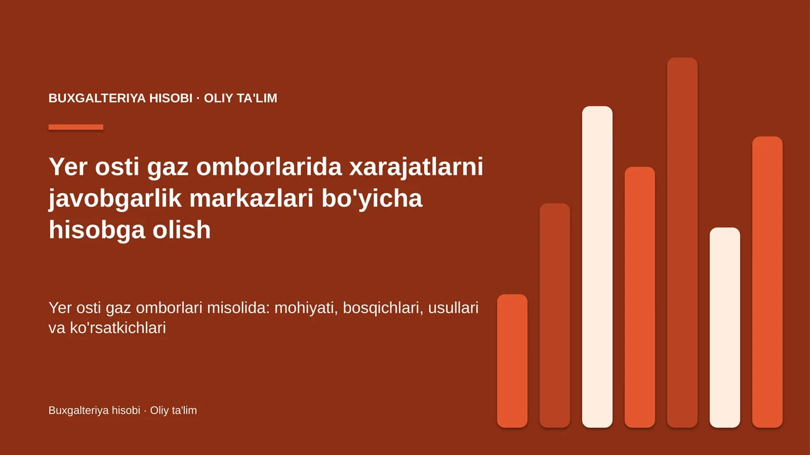 Yer osti gaz omborlarida xarajatlarni javobgarlik markazlari bo'yicha hisobga olish