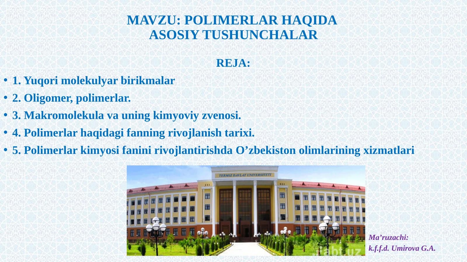 POLIMERLAR HAQIDA