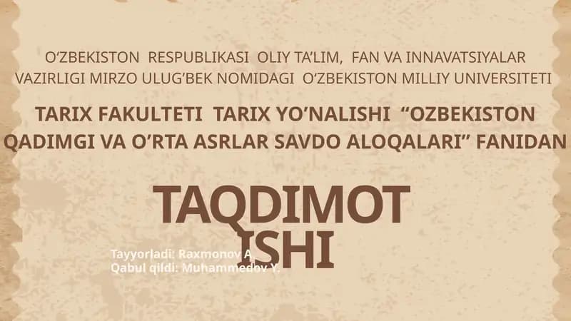 Somoniylar davrida savdo-sotiq munosabatlari