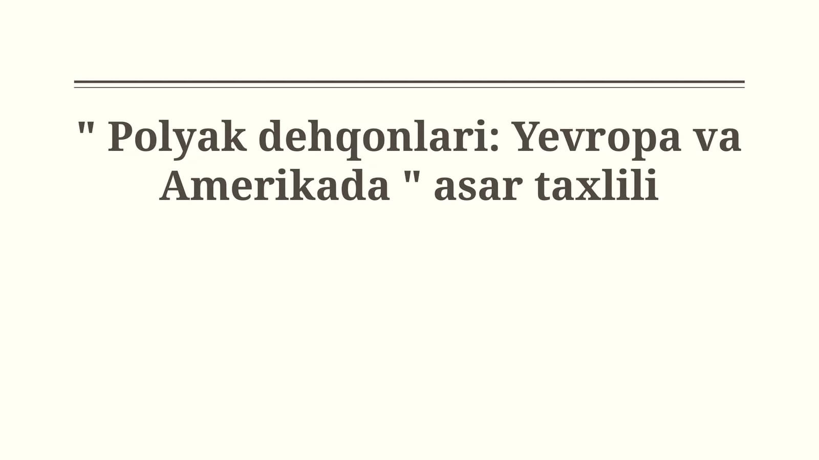 Evropadagi O'zbek Dehqonlari
