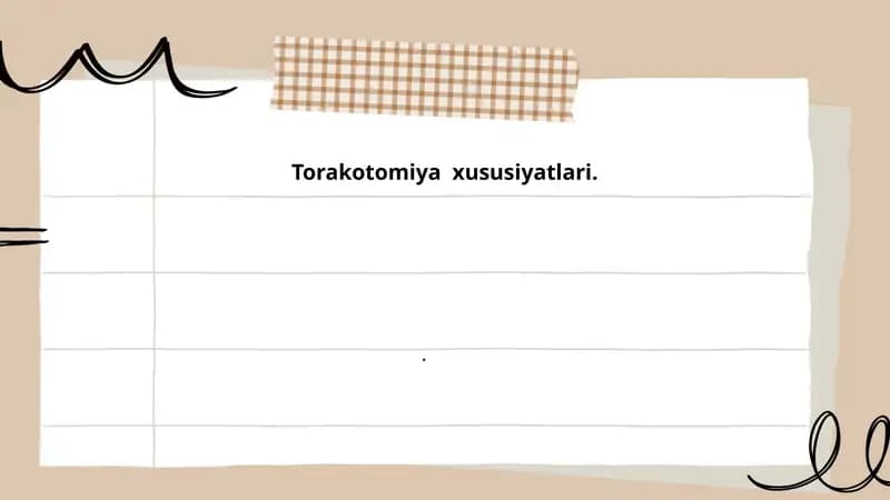 Torakotomiya xususiyatlari