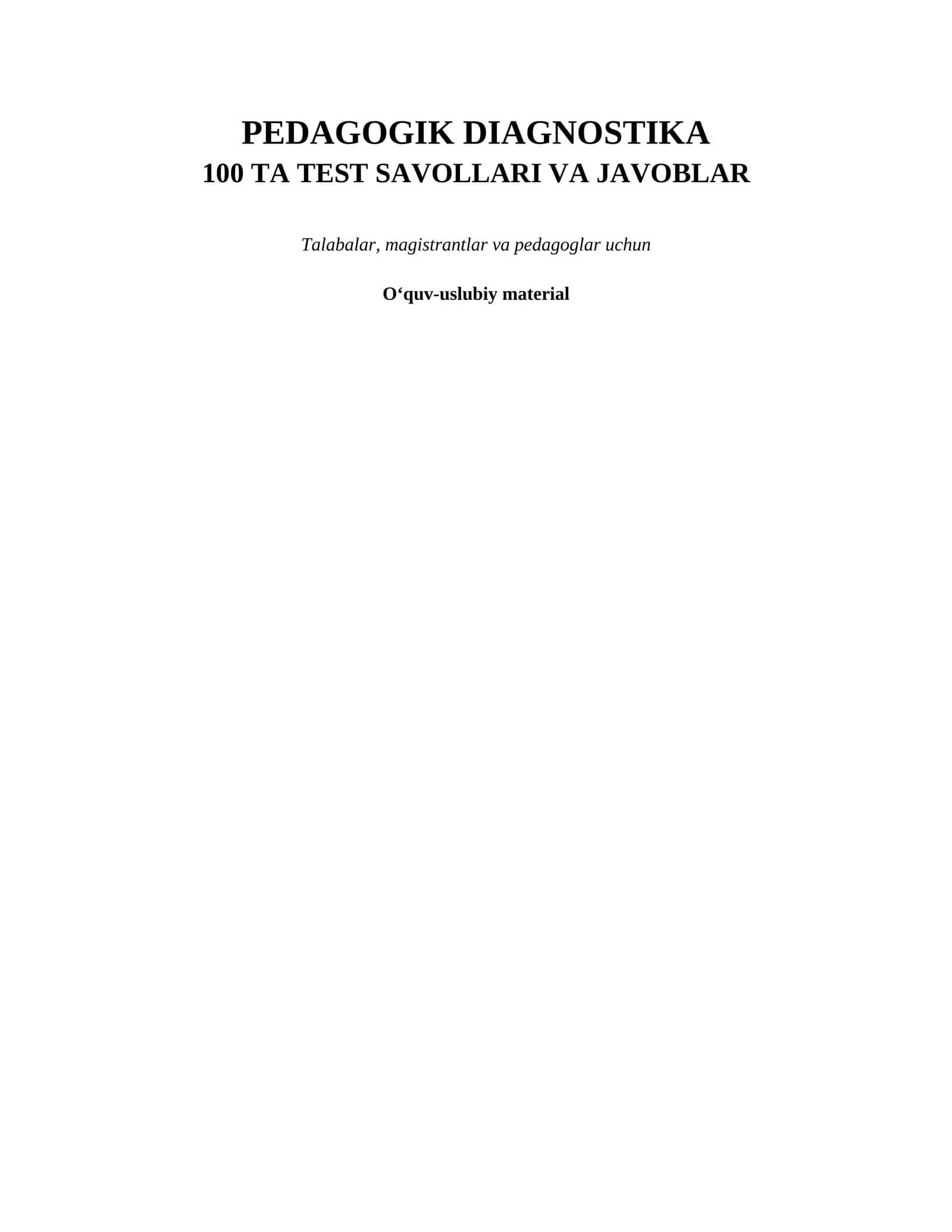 PEDAGOGIK DIAGNOSTIKA