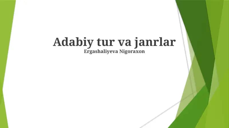 Adabiy tur va janrlar