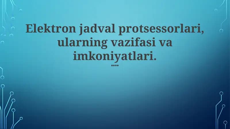 Jadval Protsessorlari