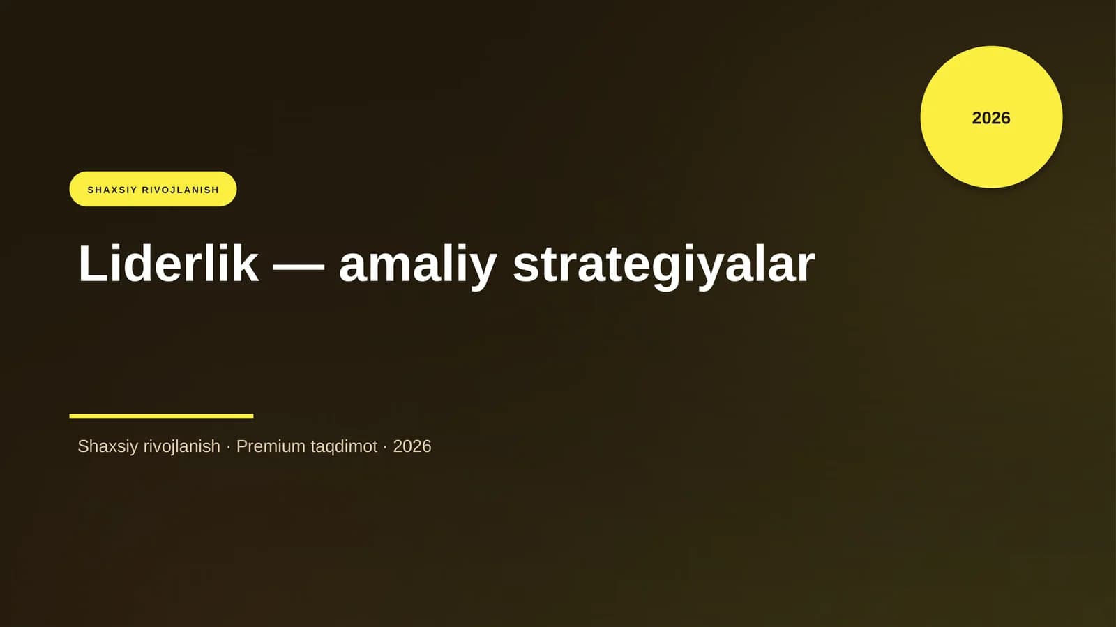 Liderlik — amaliy strategiyalar