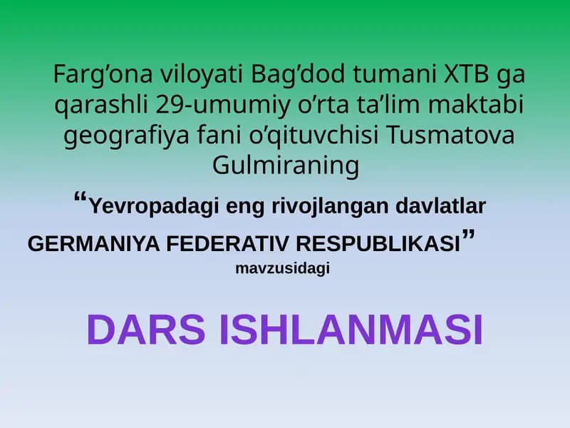 GERMANIYA FEDERATIV RESPUBLIKASI