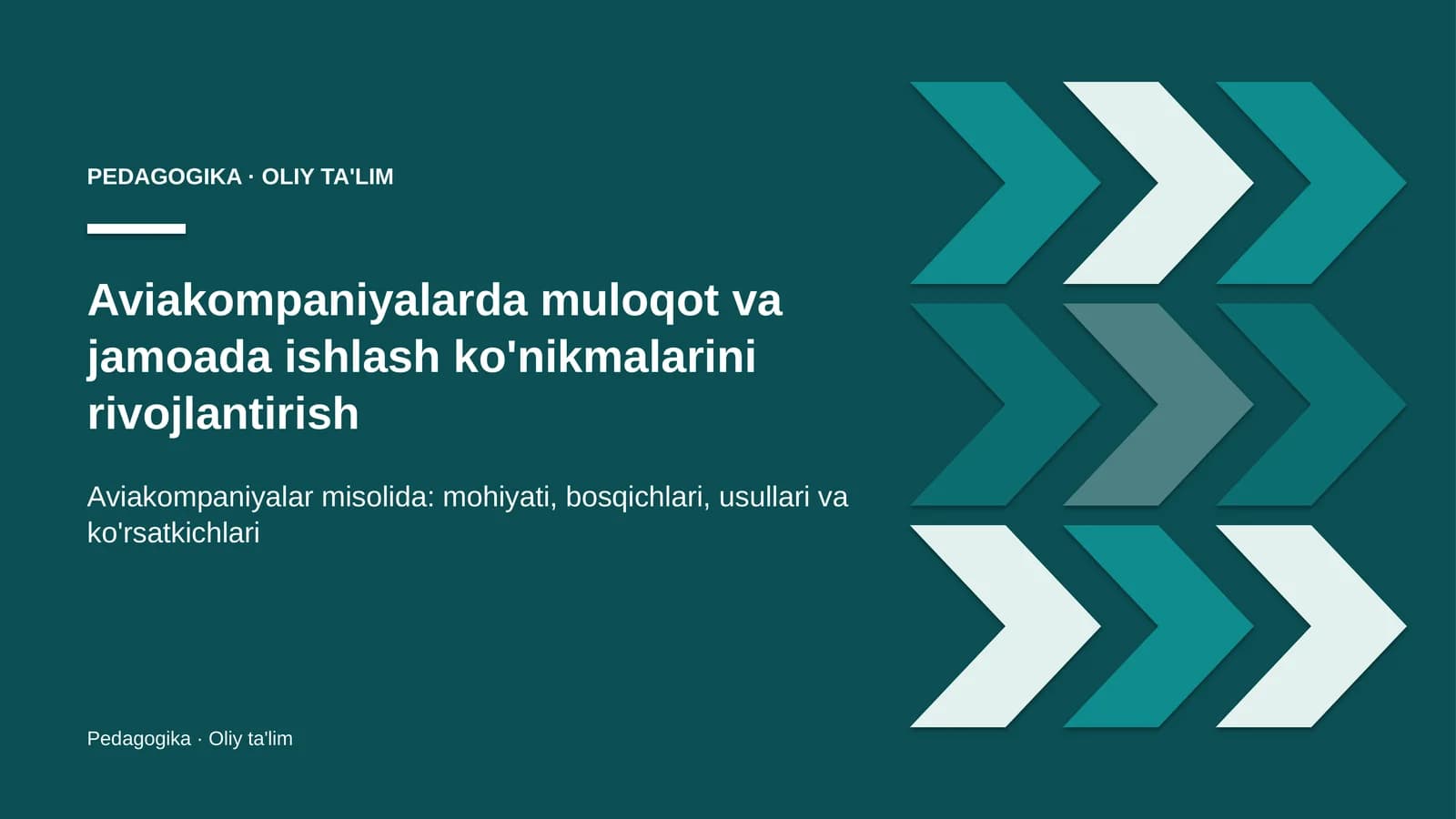 Aviakompaniyalarda muloqot va jamoada ishlash ko'nikmalarini rivojlantirish
