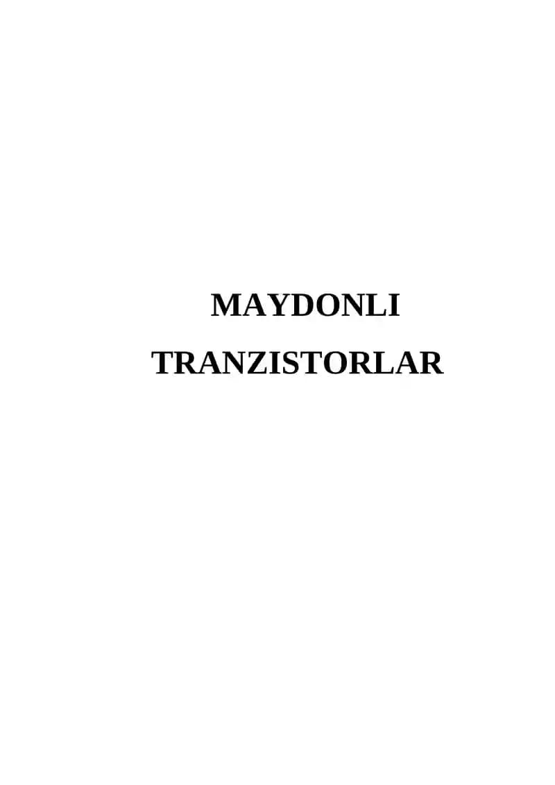 Maydonli tranzistorlar