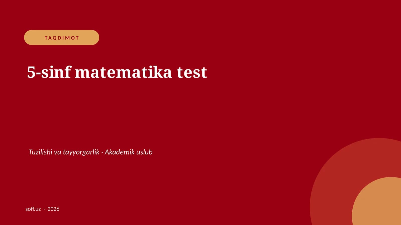 5-sinf matematika test