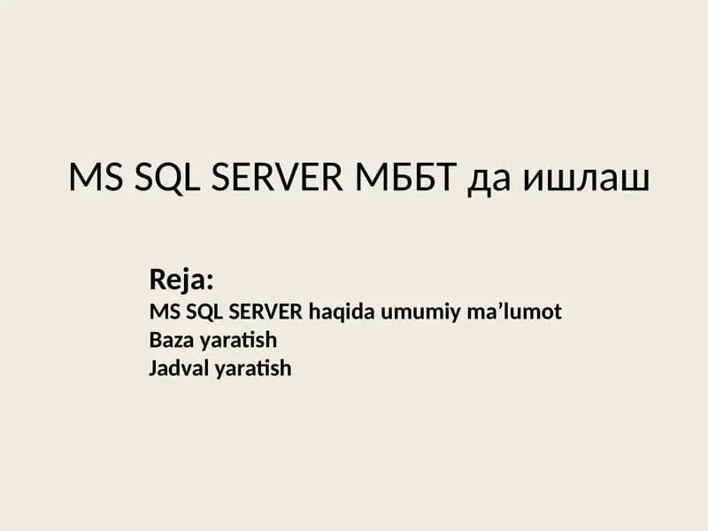 MS SQL SERVER