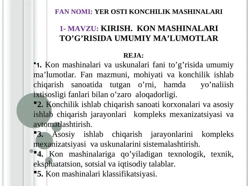 YER OSTI KONCHILIK MASHINALARI
