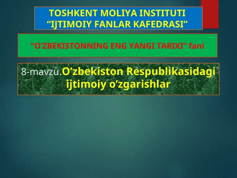 O‘zbekistonning eng yangi tarixi