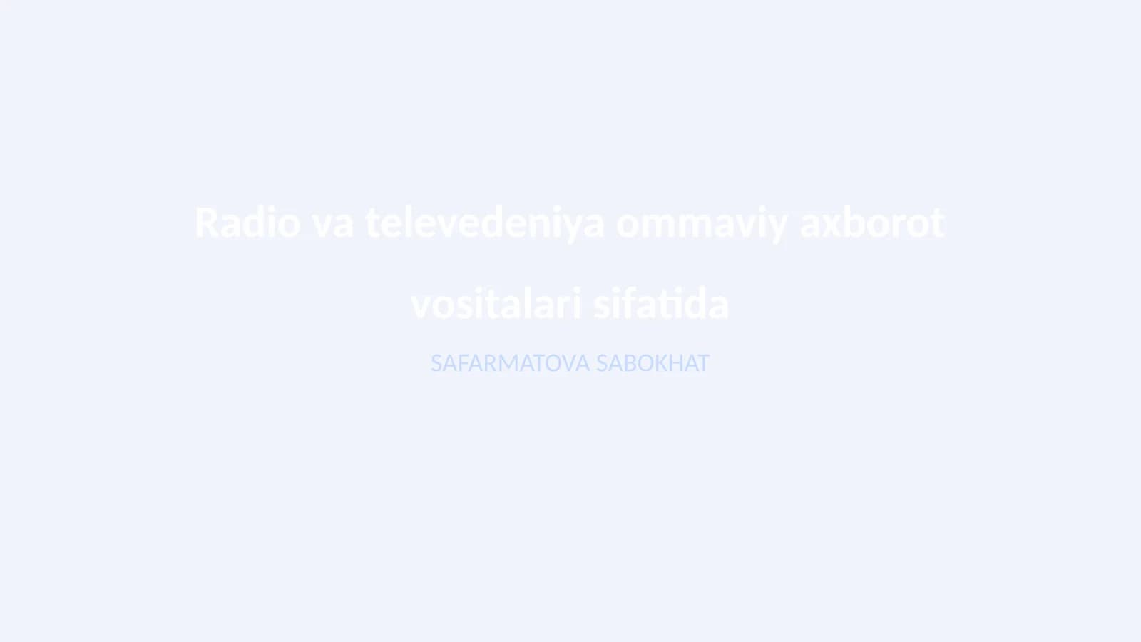SAFARMATOVA SABOKHAT