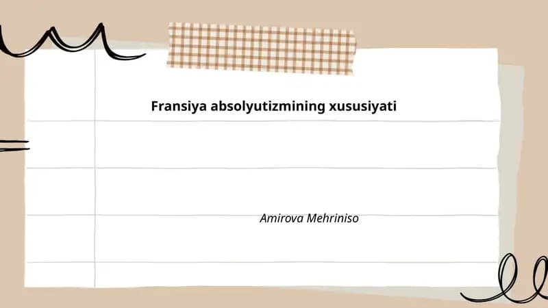 Fransiya absolyutizmining xususiyati