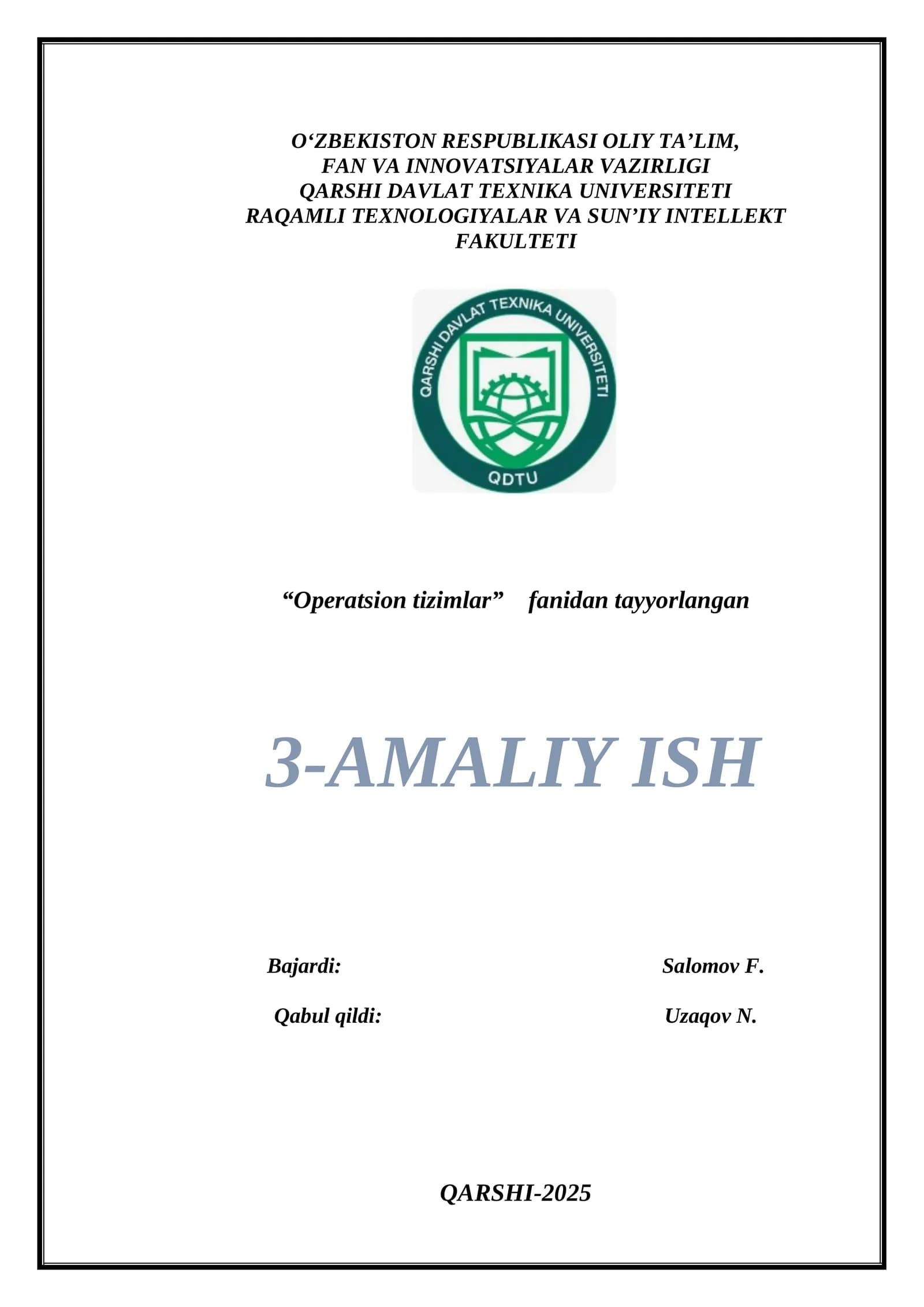 Operatsion tizimlarda fayl tizimi bilan ishlash